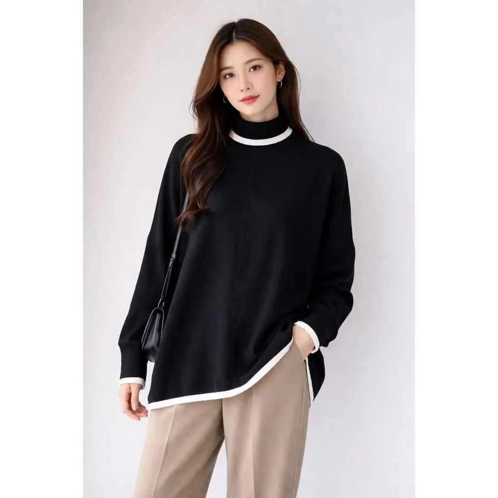 ✨Adrianna Papell Mock Neck Black Sz Medium Sweatshirt✨
